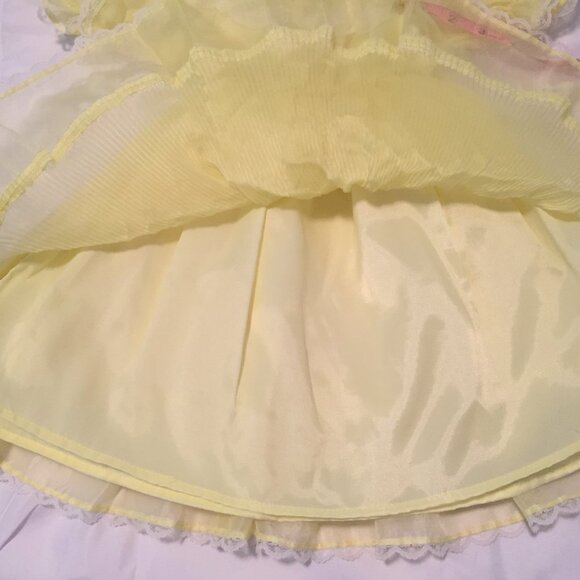 VTG Short Stuff Full Circle Ruffle Pageant Lace Yellow Party Dress Size 5 USA H - Picture 5 of 10
